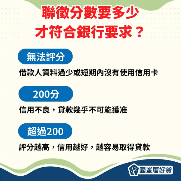 聯徵分數要多少才符合銀行要求？